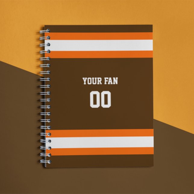 Caderno Espiral Equipe de futebol marrom, laranja e branco persona (Criador carregado)