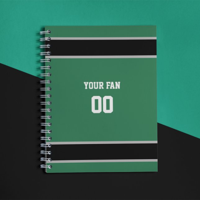 Caderno Espiral Equipe de futebol verde e negro personalizada (Criador carregado)
