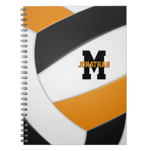 Caderno Espiral equipe de laranja preto cores voleibol feminino ra