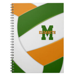 Caderno Espiral equipe de laranja verde cores voleibol feminino