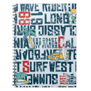 Caderno Espiral Equipe de Navegação da Califórnia: Grunge Seamless