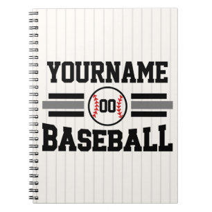 Caderno Espiral Equipe de NOME Personalizada do Jogador de Basebal