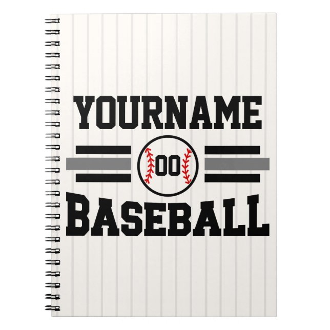 Caderno Espiral Equipe de NOME Personalizada do Jogador de Basebal (Frente)