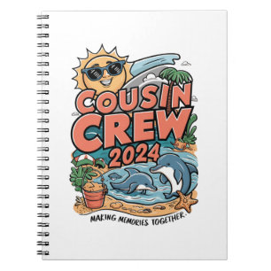 Caderno Espiral Equipe de primos Viagem de Família à Praia nas Fér