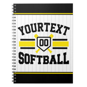 Caderno Espiral Equipe de Varsity do Softball Player de NOME DE AD