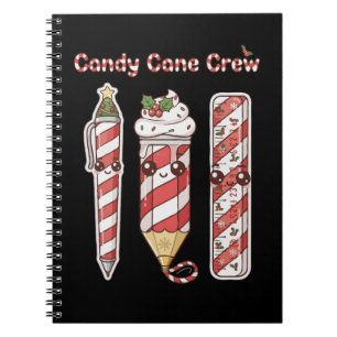 Caderno Espiral Equipe do Kawaii Candy Cane Escola de Natal Boni