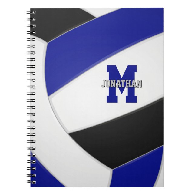 Caderno Espiral equipe negra azul cores voleibol masculino (Frente)