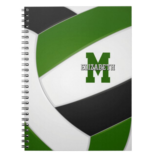 Caderno Espiral equipe negra verde cores voleibol feminino (Frente)