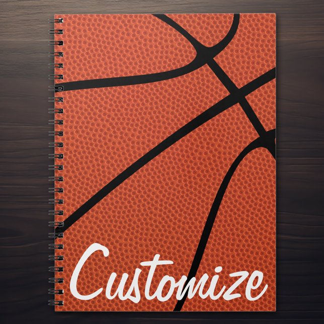 Caderno Espiral Equipe personalizada de basquetebol ou nome/texto  (Basketball notebook with custom team name or text)