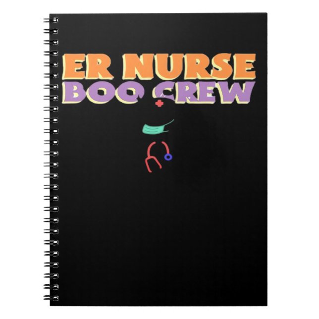 Caderno Espiral ER Nurse Boo Crew Emergency Room Nurse Halloween C (Frente)