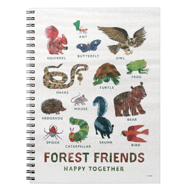 Caderno Espiral Eric Carle | Amigos da Floresta Felizes Juntos (Frente)
