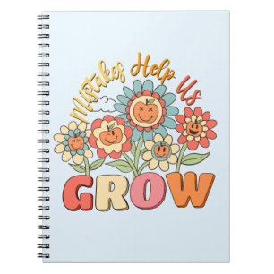 Caderno Espiral Erros Nos Ajudam A Crescer - Motivação Floral Repr