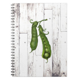 Caderno Espiral Ervilhas Verdes Ervilha Branca Madeira Rústico Cas