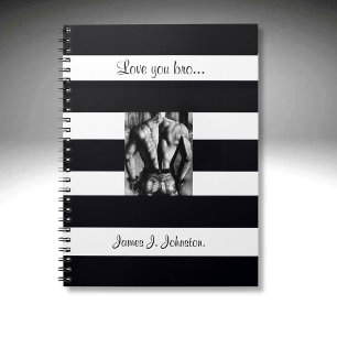 Caderno Espiral Esboço Artístico Preto e Branco, Homem Musculoso e