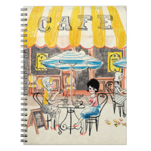 Caderno Espiral Esboço bonito da cena de France Café