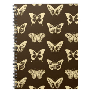 Caderno Espiral Esboço da borboleta, bege em castanho de chocolate