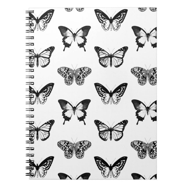 Caderno Espiral Esboço da borboleta, preto e branco (Frente)