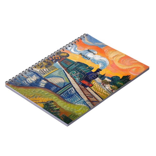 Caderno Espiral Esboço de Trem de Motor a Vapor Antigo (Left Side)