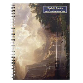 Caderno Espiral Esboço do Monograma Dourado da Arte da Paisagem da