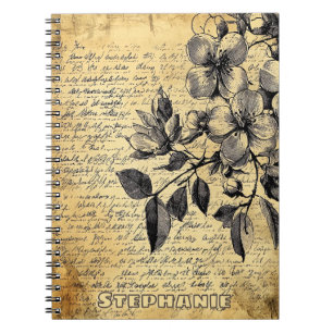 Caderno Espiral Esboço Floral Russo com Caligrafia - Idade (1)