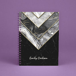 Caderno Espiral Esboço geométrico único para cinzas negras Elegant