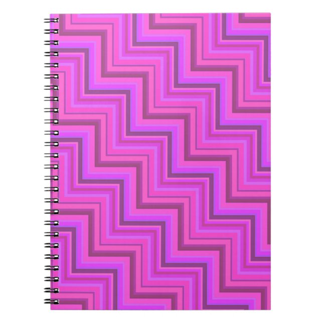 Caderno Espiral Escada de faixas rosa (Frente)