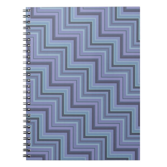 Caderno Espiral Escada de stripes de cinza azul (Frente)