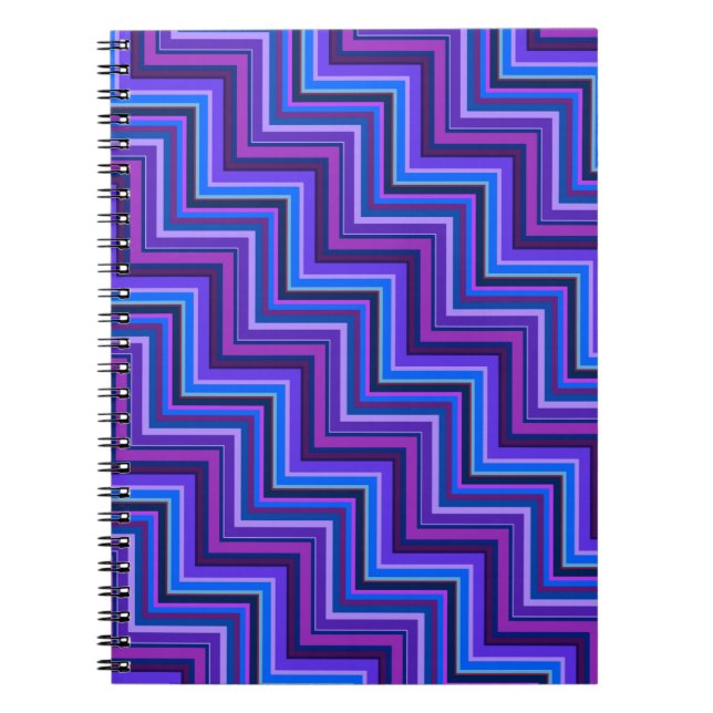 Caderno Espiral Escadas azuis e roxas (Frente)