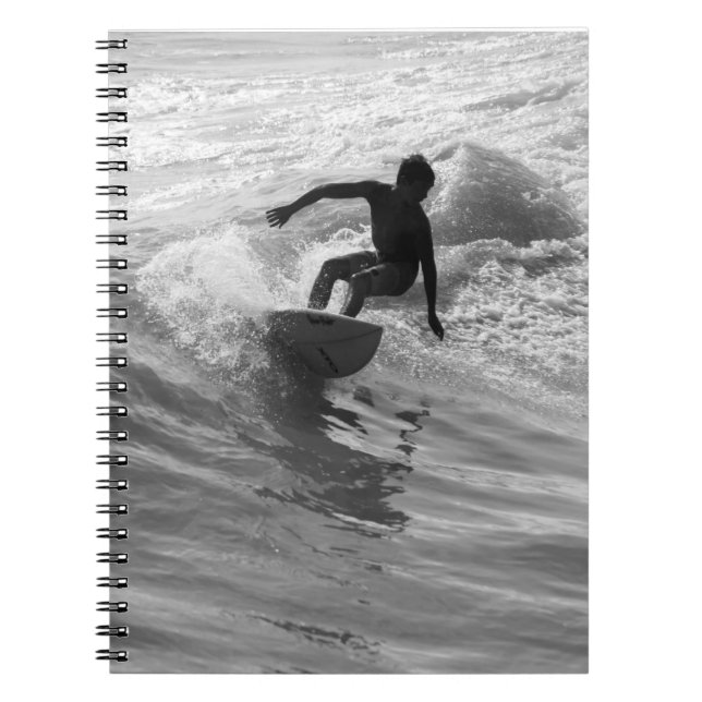 Caderno Espiral Escala De Cinza Da Onda (Frente)