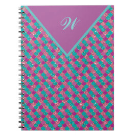 Caderno Espiral Escalas de Sereia Magenta, Cor-de-rosa, cor-de-ros