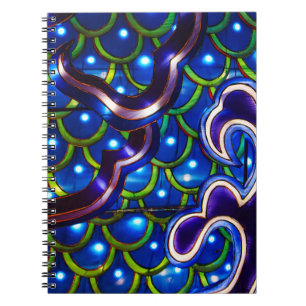 Caderno Espiral Escamas Azuis Brilhantes