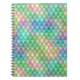Caderno Espiral Escamas de Dragão Arco-íris Pastel Brilhante e Pur