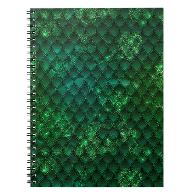 Caderno Espiral Escamas de Dragões Verde Escuro e Esparsas (Frente)