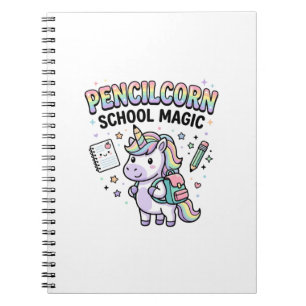 Caderno Espiral Escola de Lápis de Unicórnio Magia Encantadora Mer