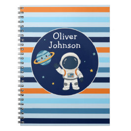 Caderno Espiral Escola Espacial Personalizada de Astronauta e Plan