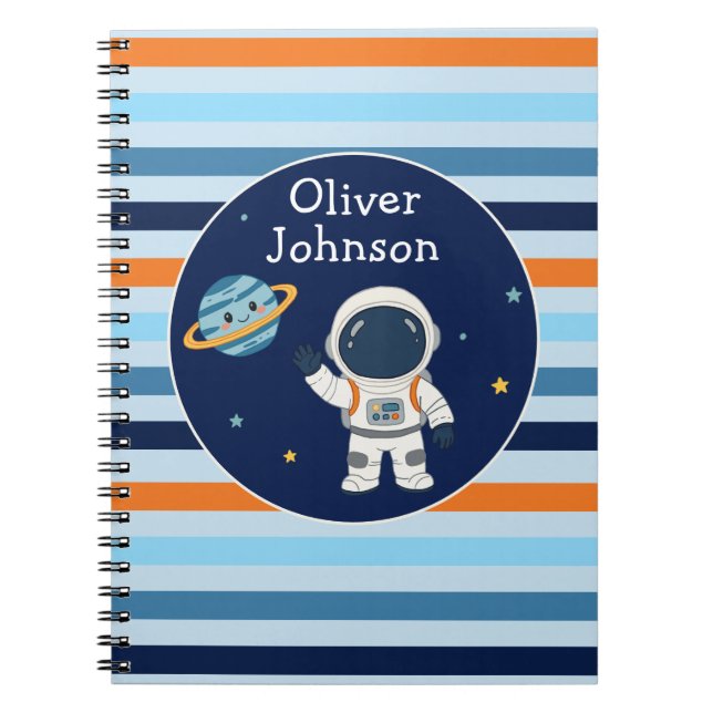 Caderno Espiral Escola Espacial Personalizada de Astronauta e Plan (Frente)