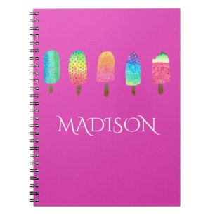 Caderno Espiral Escola legal do costume do rosa quente dos