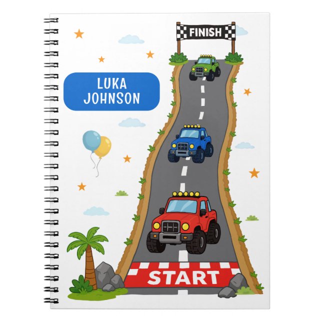 Caderno Espiral Escola Personalizada de Caminhão Monstro (Frente)