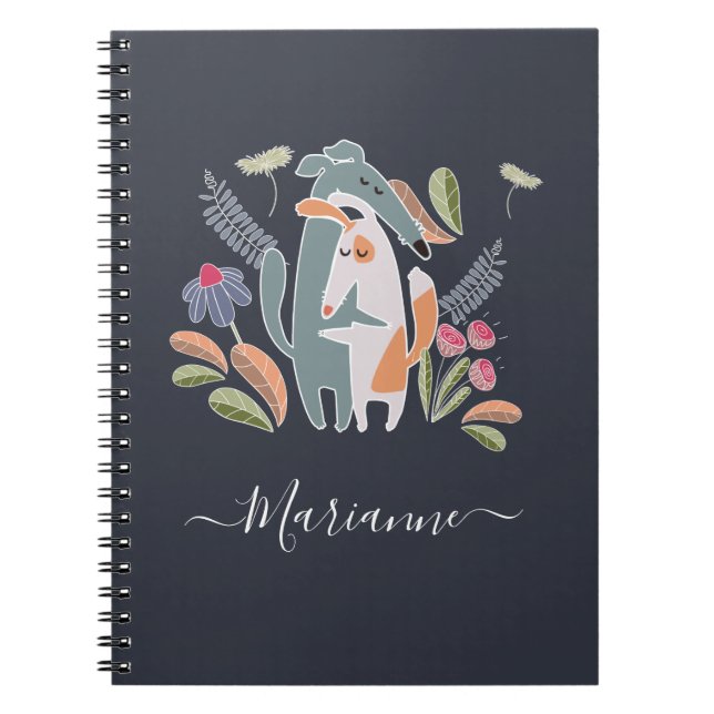 Caderno Espiral Escola Personalizada de Caninos de Cartoon (Frente)