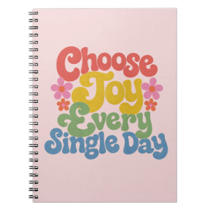 Caderno Espiral Escolha a Alegria Todos os Dias Retro Arco-Íris