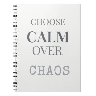 Caderno Espiral Escolha a Calma em vez do Caos Tipografia de Citaç