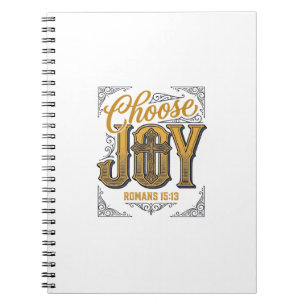 Caderno Espiral Escolha Alegria Romans 15_13 Camiseta Fé Cristã_1