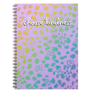 Caderno Espiral "Escolha gentileza." Notebook Rainbow Animal Print