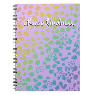 Caderno Espiral "Escolha gentileza." Notebook Rainbow Animal Print