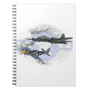 Caderno Espiral Escolta do vôo do mustang P-51