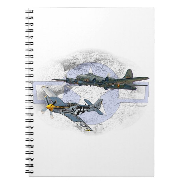 Caderno Espiral Escolta do vôo do mustang P-51 (Frente)