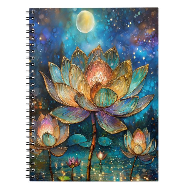 Caderno Espiral Escondidas Flores de Vidro Lotus à Lua (Frente)