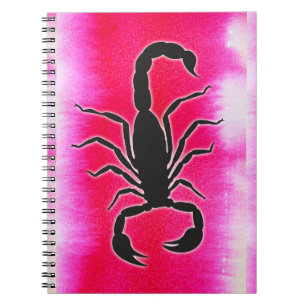 Caderno Espiral escorpião rosa