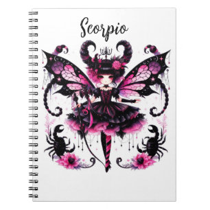 Caderno Espiral Escorpião Rosa Astrologia Signo Zodíaco Escorpião