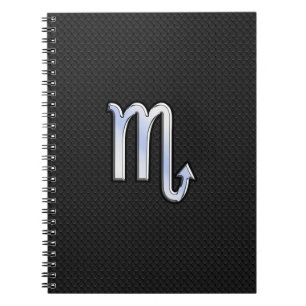 Caderno Espiral Escorpião Zodiano cromo como Sinal preto de cobra